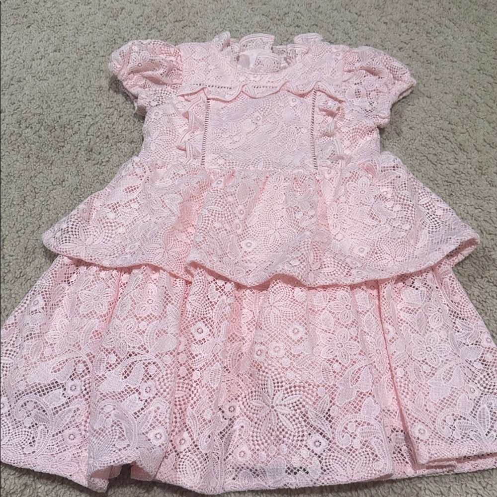 Janie and Jack Pink, Navy, White, Floral Dress Set - Picture 5 of 6